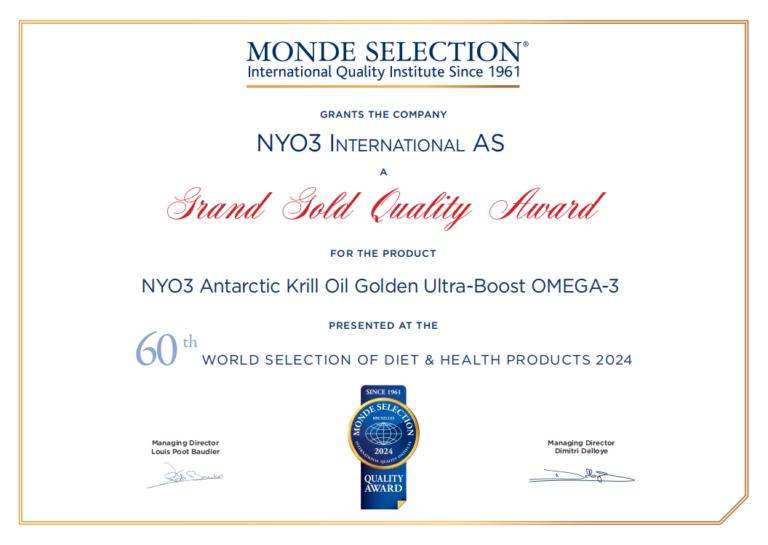 Quality secures recognition: NYO3 wins the highest award in the Diet & Health Products category from Monde Selection