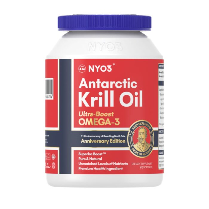 NYO3 Antarctic Krill Oil 1000mg Omega 3 Supplement 90 Softgels