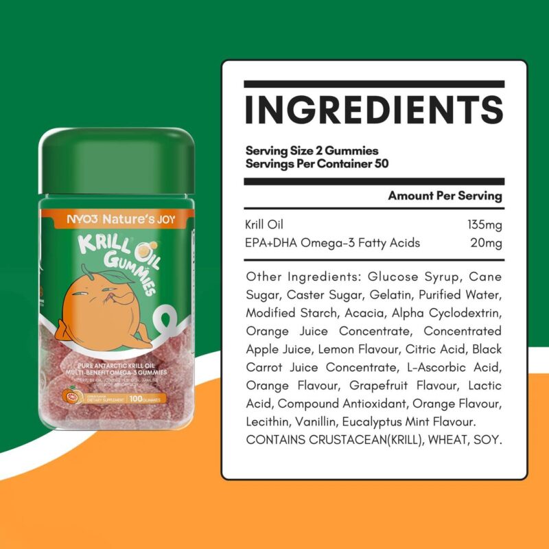 NYO3 Krill Oil Gummies 135mg ingredients