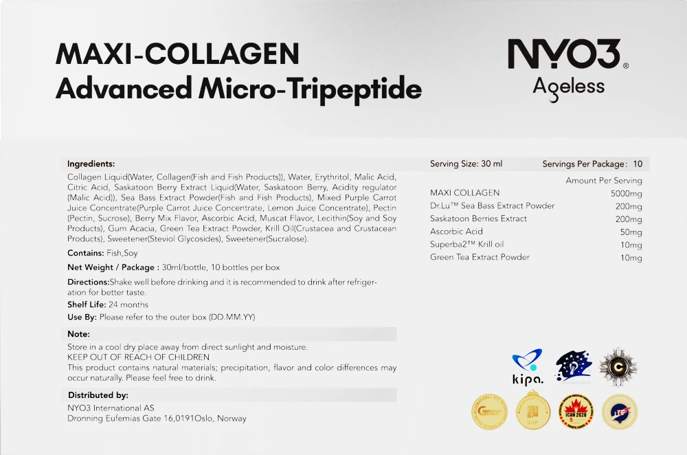 NYO3 Maxi Luqid Collagen Tripeptide Ingredients
