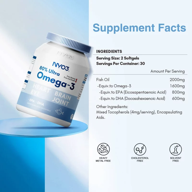 NYO3® 80 Omega 3 Fish Oil Softgels Ingredients New