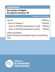 NYO3® 80% Ultra Omega-3 Fish Oil Softgels Supplement Label