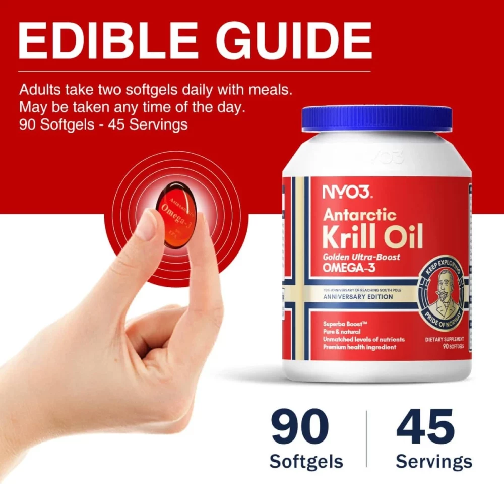 NYO3® Golden Ultra-boost Antarctic Krill Oil Softgels Dosage Guide New NYO3® Golden Ultra-boost Antarctic Krill Oil Softgels Dosage Guide New