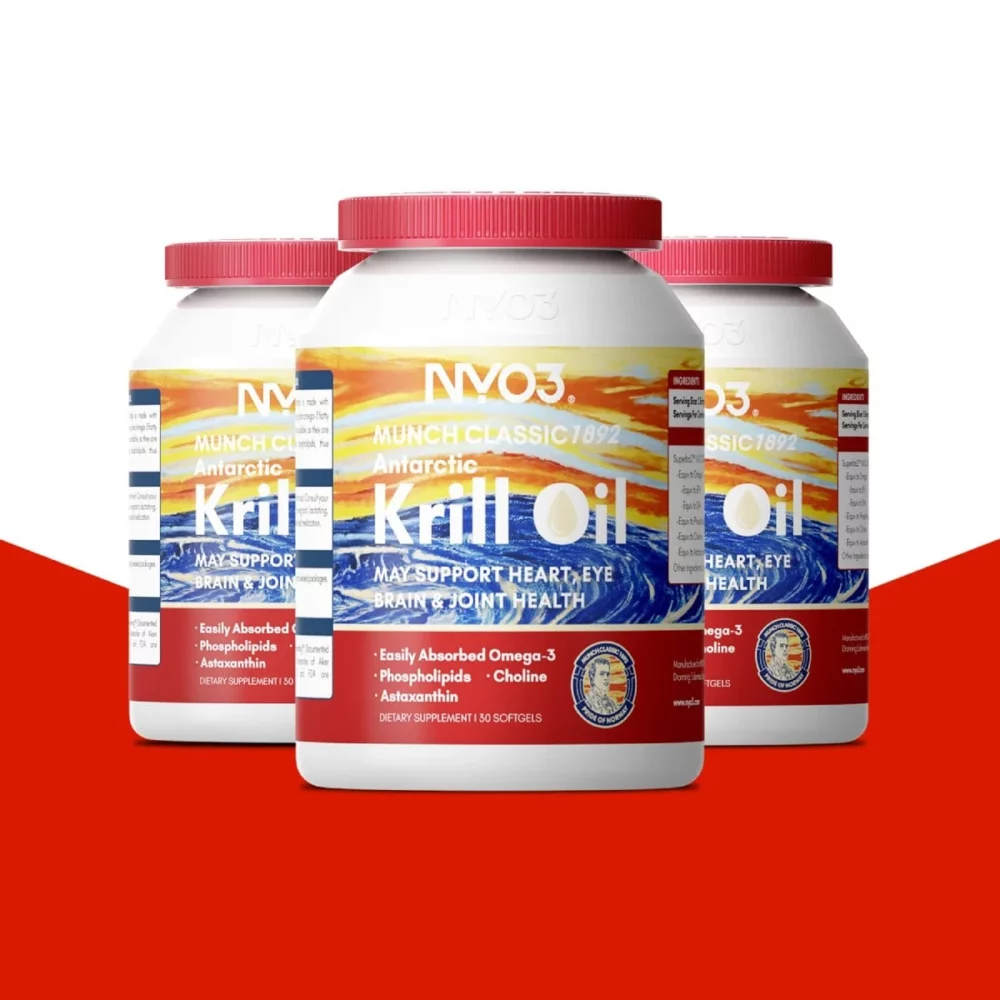 NYO3® MUNCH CLASSIC 1892 Antarctic Krill Oil Three Bottles New NYO3® MUNCH CLASSIC 1892 Antarctic Krill Oil Three Bottles New