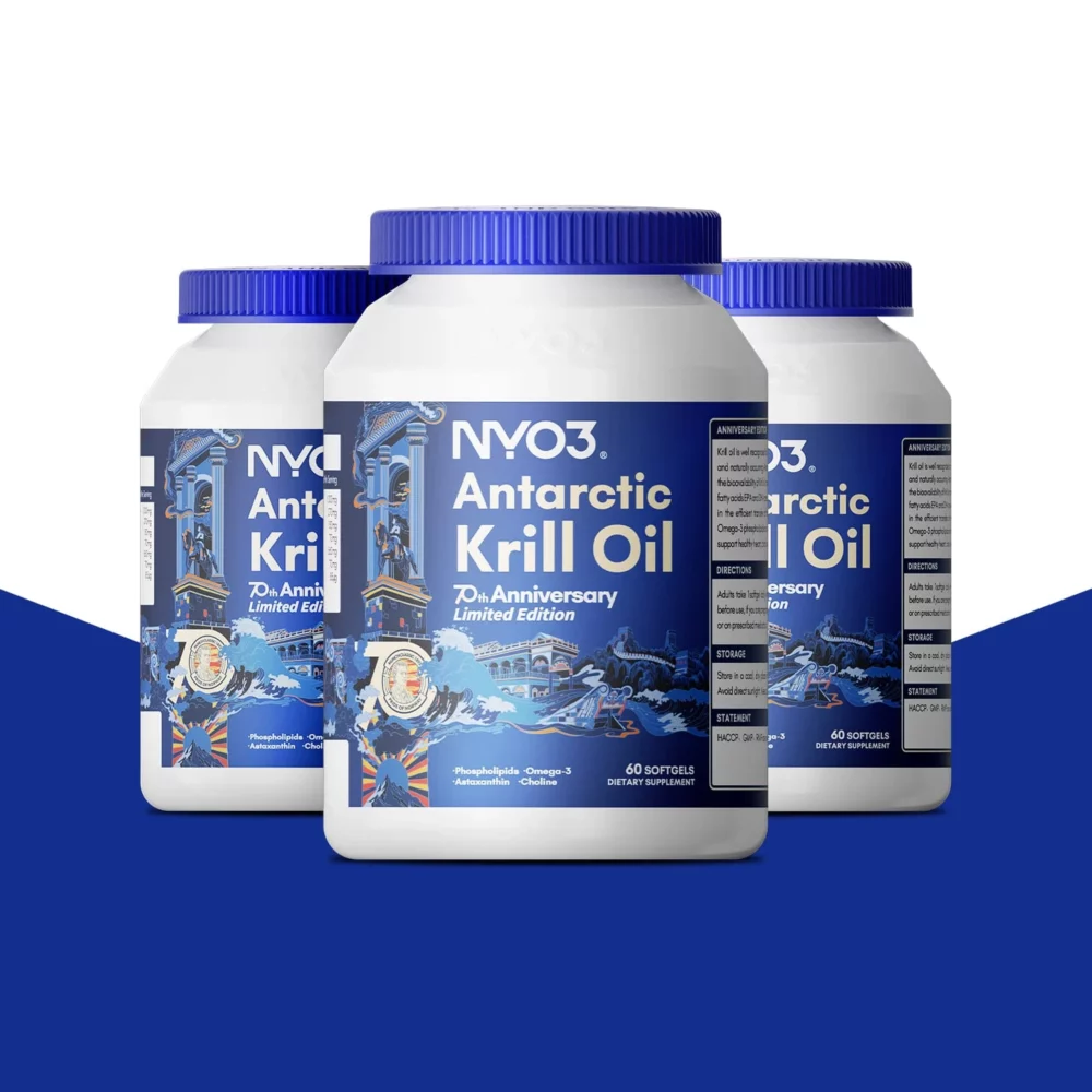 NYO3 Antarctic Krill Oil Softgels 70th Anniversary Limited Edition Three Bottles NYO3 Antarctic Krill Oil Softgels 70th Anniversary Limited Edition Three Bottles