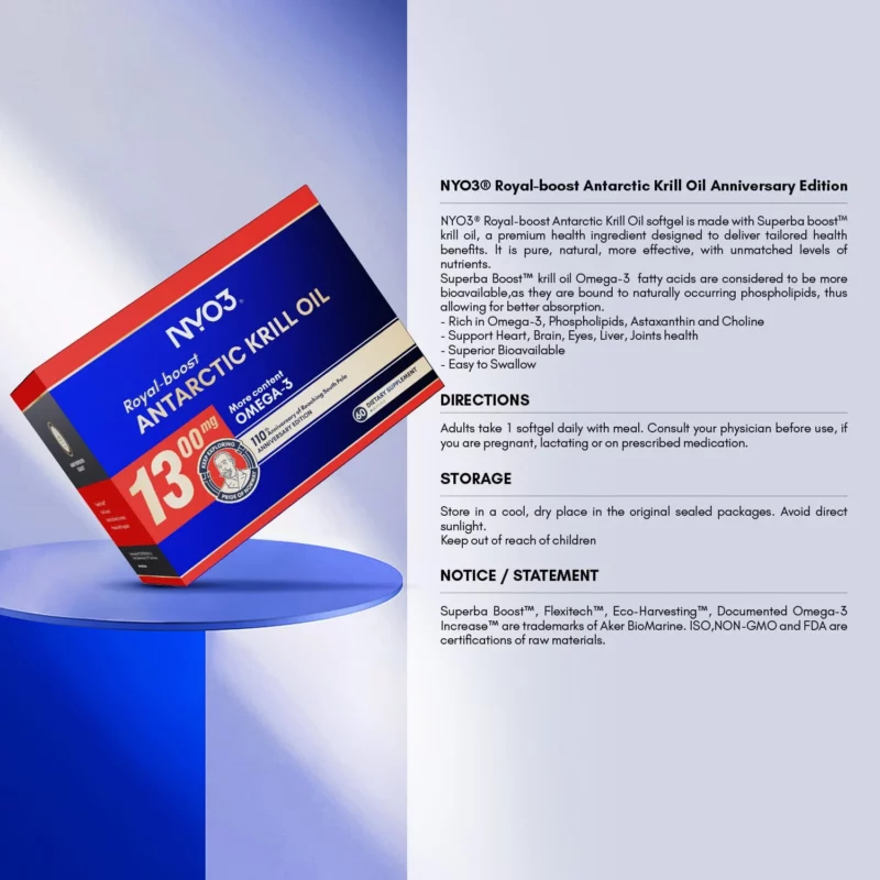 NYO3 Royal-boost Antarctic Krill Oil Softgels Anniversary Edition Introduction NYO3 Royal-boost Antarctic Krill Oil Softgels Anniversary Edition Introduction