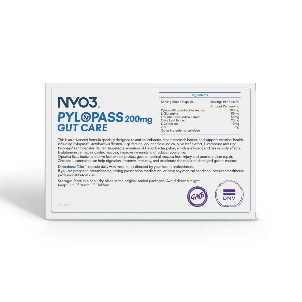 NYO3 Lactobacillus Reuteri Pylopass™ Gut Care Softgels Key Benefit