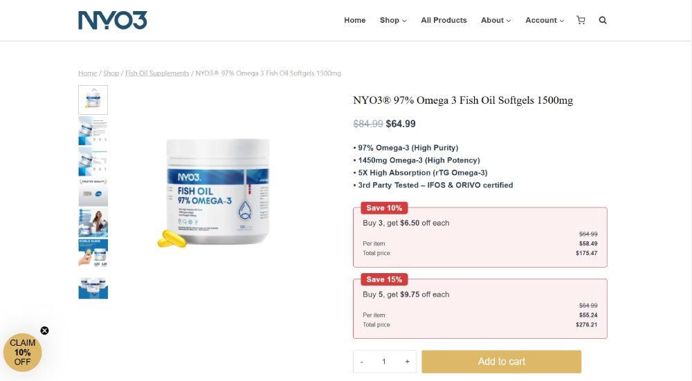 Best Omega-3 Fish Oil Supplements NYO3 97% Omega-3 Fish Oil
