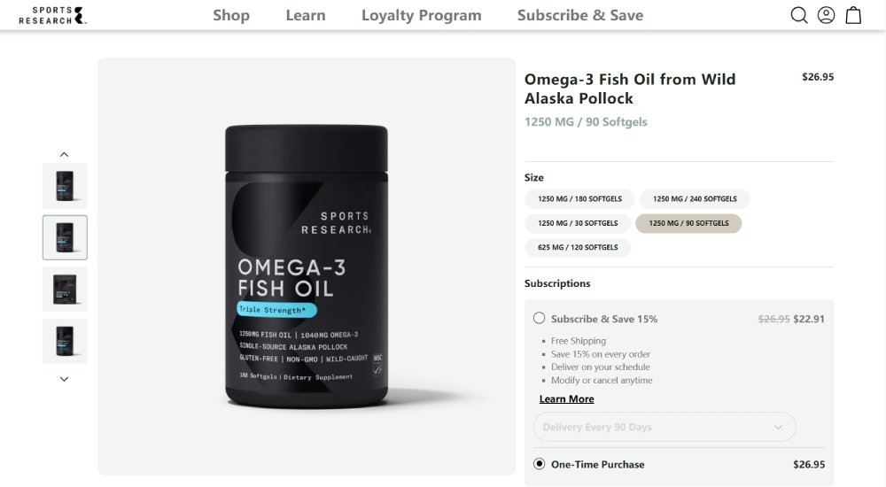 Best Omega-3 Fish Oil Supplements Sports Research Fish Oil 1250mg