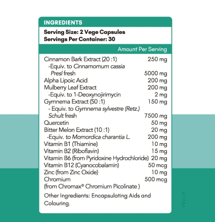NYO3 Complex Chromium Picolinate Cinnamon Capsule Supplement Fact
