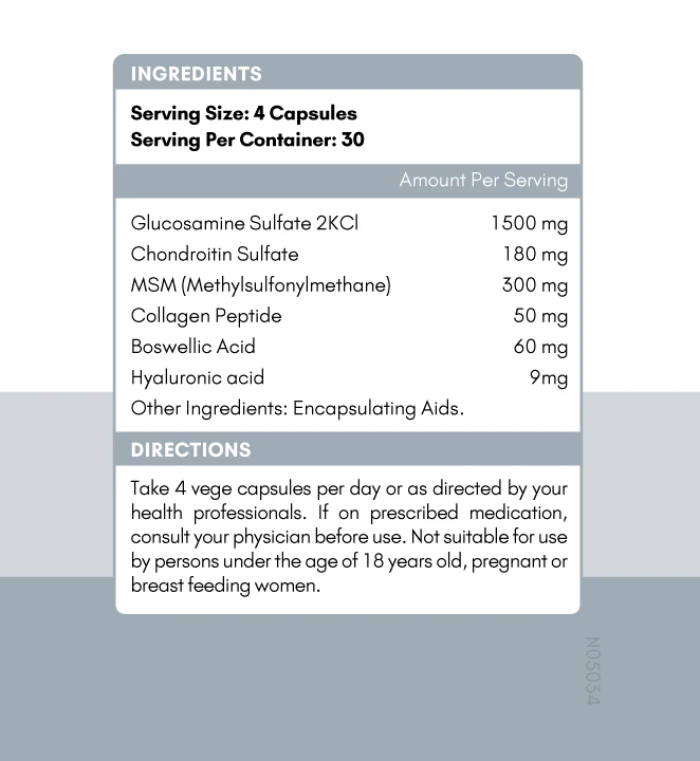 NYO3 High Strength Joint Support Softgels Supplement Facts