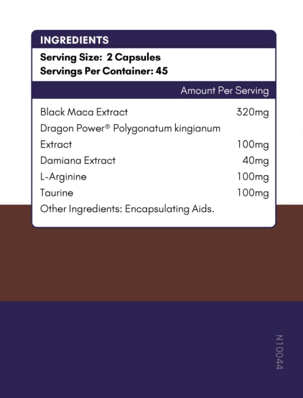 NYO3 Organic Black Maca Root Vegan 90 ct Supplements Facts