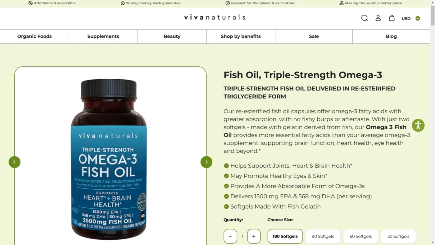 Best Omega 3 Supplements for Women - Vivanaturals Fish Oil