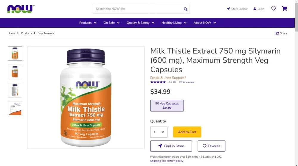 NOW Foods Milk Thistle Extract Maximum Strength