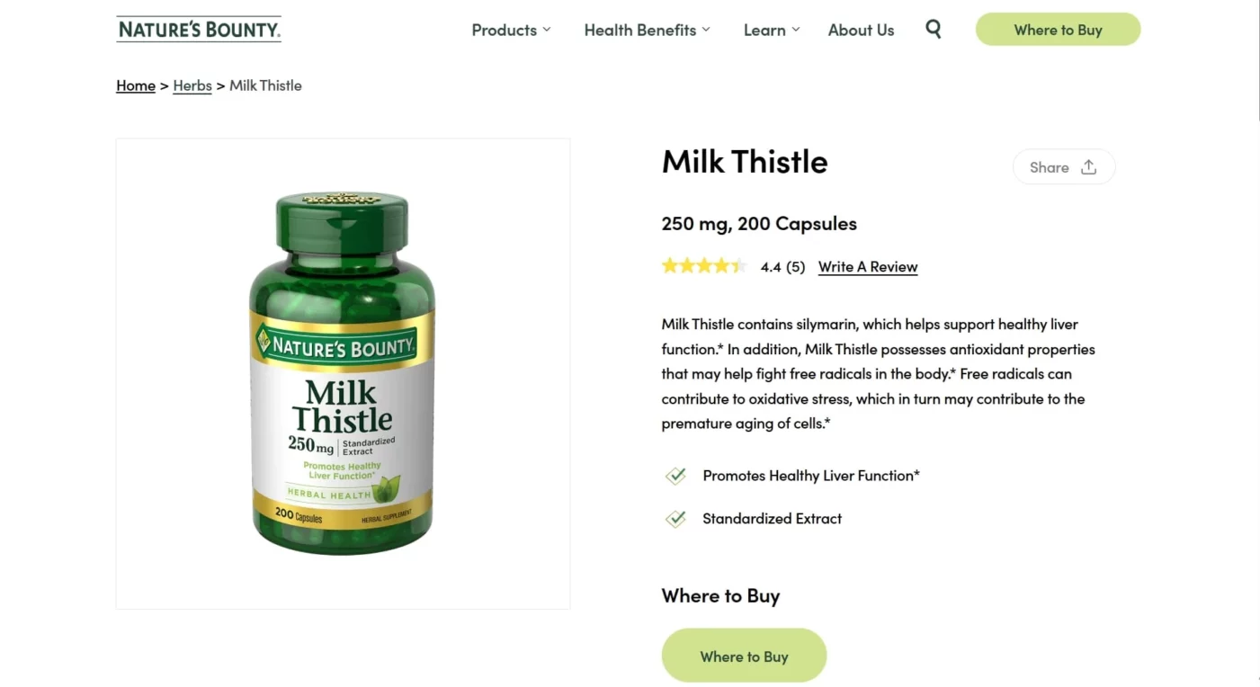 Best Milk Thistle Brands Natures Bounty