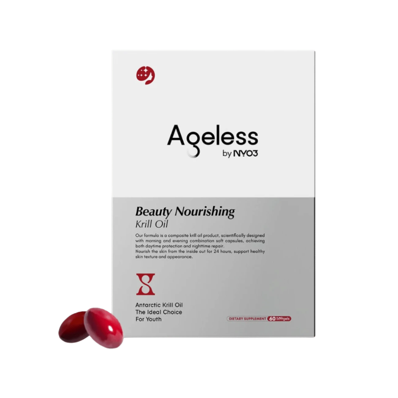 NYO3® Ageless Beauty Nourishing Krill Oil Softgels New