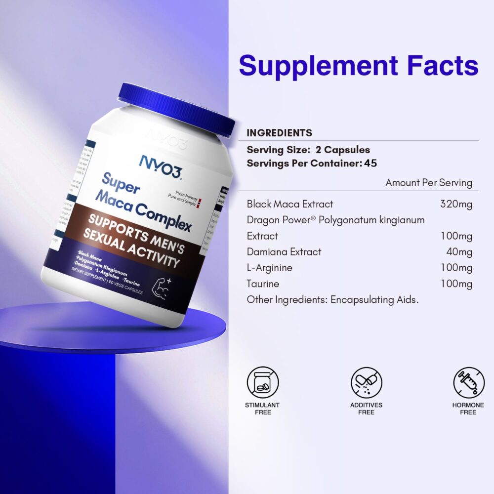 NYO3 Black Maca Root Vegan Capsules Supplement Facts NYO3 Black Maca Root Vegan Capsules Supplement Facts
