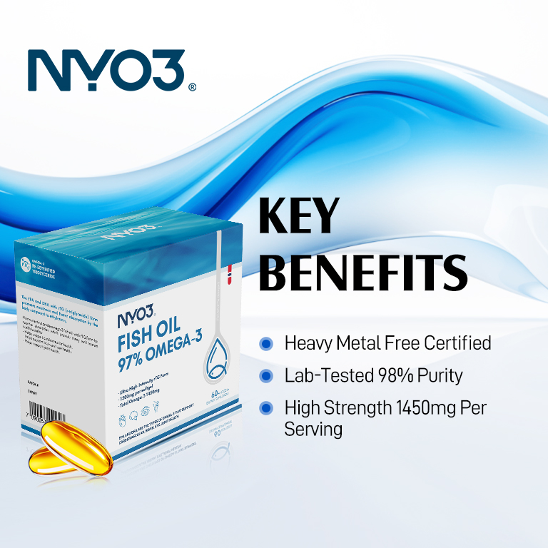NYO3®97% Omega 3 Fish Oil Softgels, 60ct.