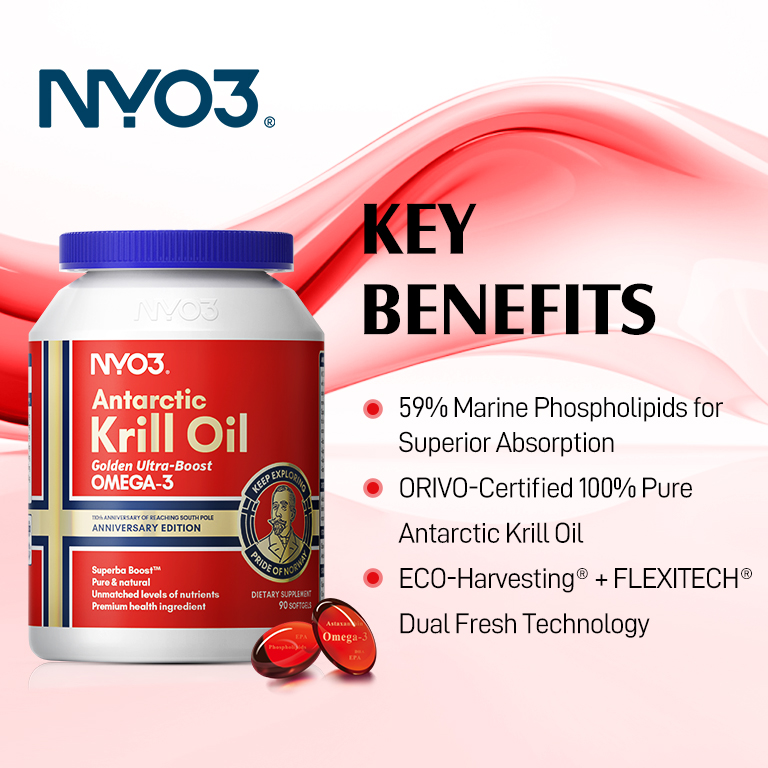 NYO3® Golden Ultra-boost Antarctic Krill Oil Softgels(Buy More, Save More)