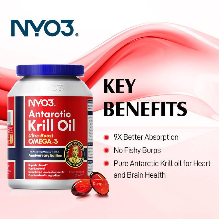 NYO3® Antarctic Krill Oil Amundsen Omega 3 Softgels 500mg, 60ct.