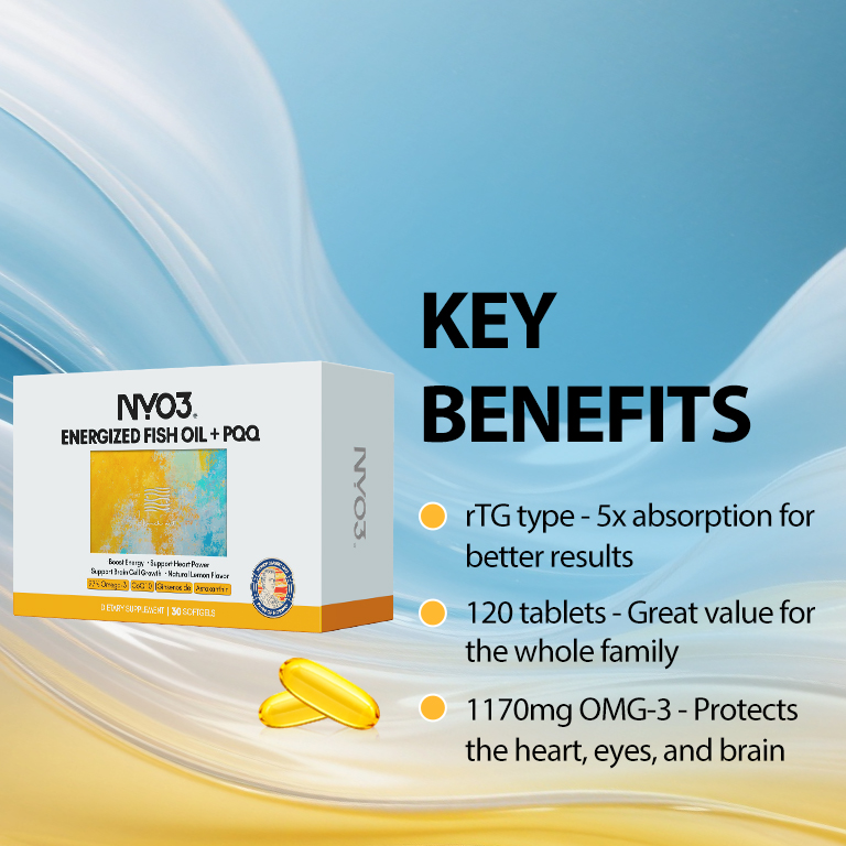 NYO3® Energized Fish Oil + PQQ Softgels 30ct.(sold out)